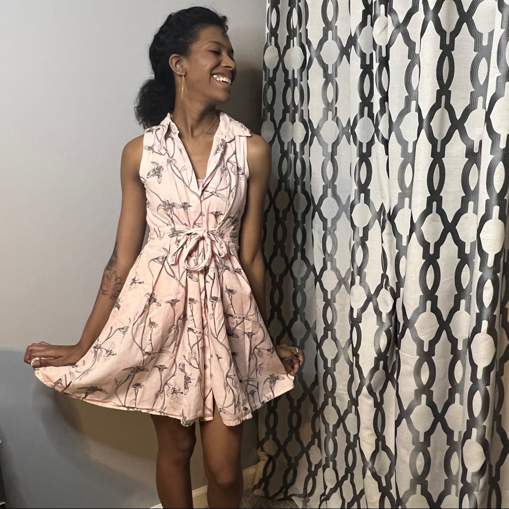Pink Sleeveless Button-Up Dress